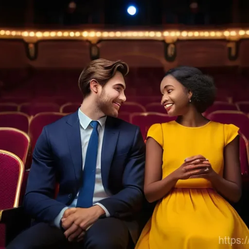 공연   뮤지컬 데이트 - **Image Prompt 1: A Romantic First Musical Date**
    A young, diverse couple, casually but stylishl...